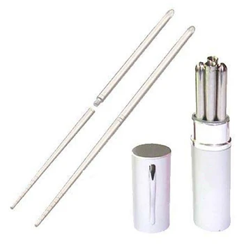 

Aluminum Pen Shape Shell Stainless Steel Folding Travel Chopsticks,Silver