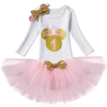 Осеннее платье с длинными рукавами для маленьких девочек, вечерние наряды для девочек на первый день рождения, крещение малыша, платье-пачка, одежда