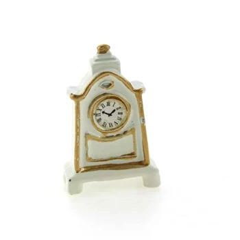 

1/12 Dollhouse Miniature Accessories Mini Metal White Pendulum Clock Simulation Wall Clock Model Toys for Doll House Decoration