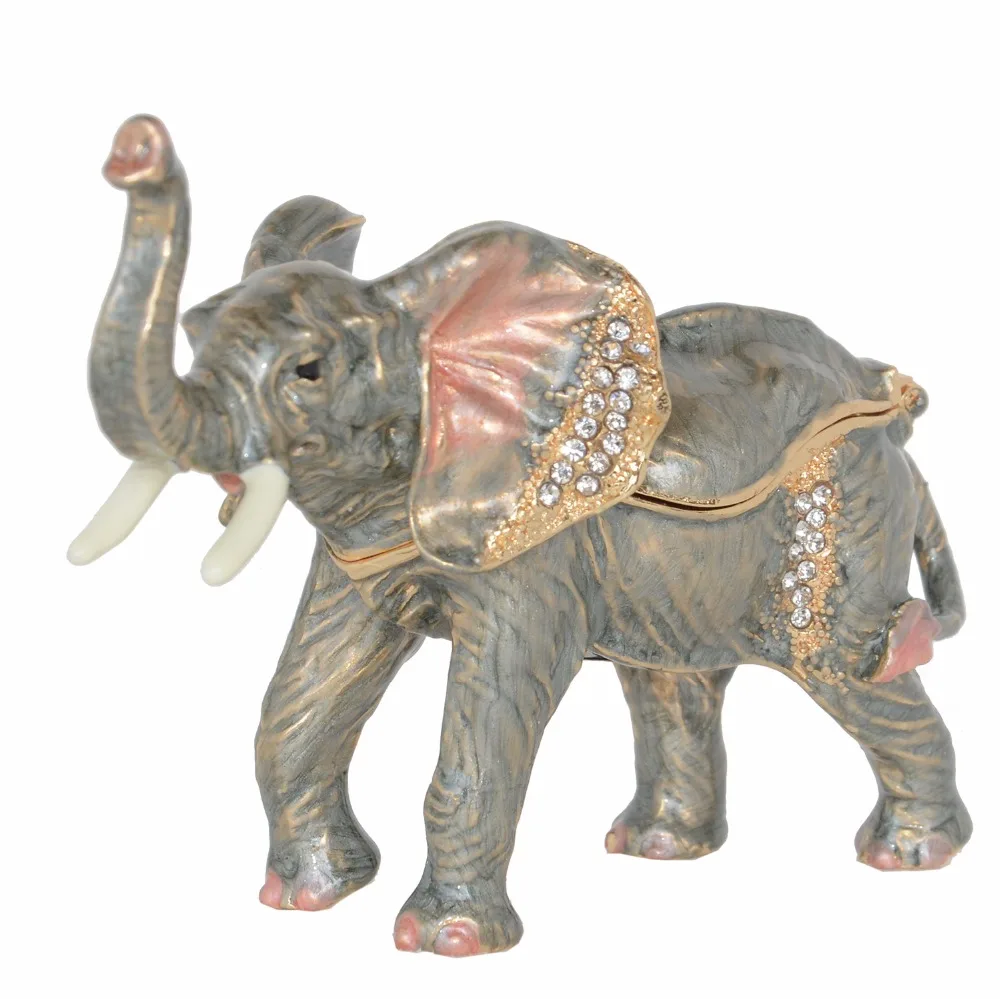 

Enameled elephant trinket box jewelry box elephant figurine statue vintage souvenir gift Home Decoration free shipping
