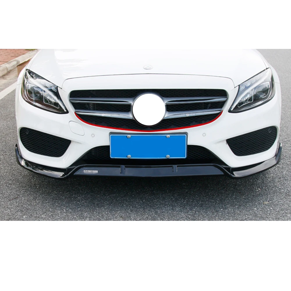 ABS черный передний бампер подбородок защита для губ Benz W205 C205 S205 C180 C200 C300 C43 с Amg