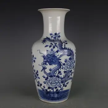 

Antique QingDynaty Porcelain vase,Blue and white dragon big bottle,hand-painted crafts, Home Decorations&Collection