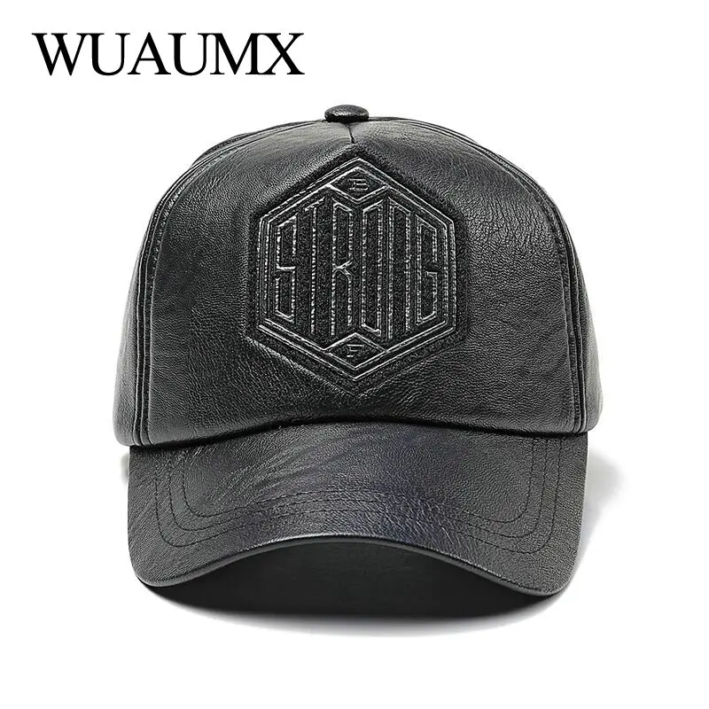 Wuaumx Новая модная бейсбольная Кепка из искусственной кожи для мужчин и женщин, осенне-зимняя шапка бейсболка кепка,, Casquette