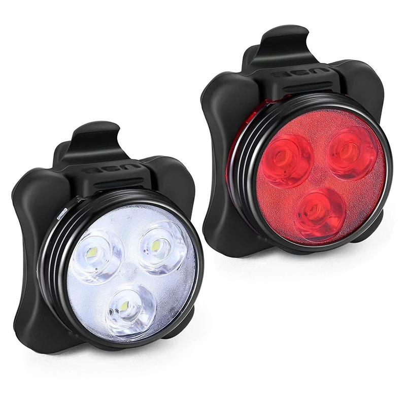 Clearance USB charging Bicycle Lights Waterproof Cycling White Front Light Red Rear Light Perfect for Mountain Helmet Head Lamp led bike 1