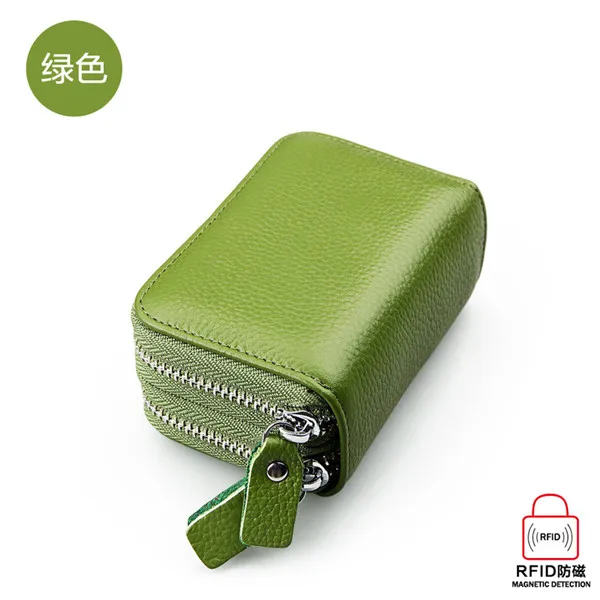 ZYJ RFID женские антимагнитные ID кошельки для кредитных карт держатель сумки настоящий кожаный кошелек-монетница кошелек сумка Зажимы для денег - Цвет: Green
