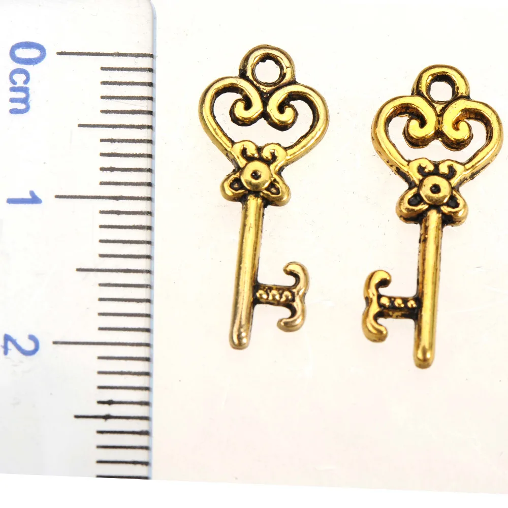 DIY Keys Charms For Jewelry Making Bracelets Heart Love Antique Gold