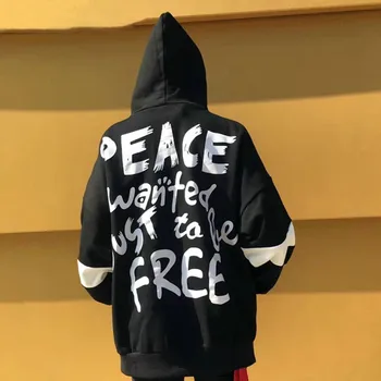 

Autumn Open Warm Hoodies Sweatshirt Women Causal Harajuku Outerwear Jacket Coat Fashion Letter Patchwork Unisex Sweatshirt 2019