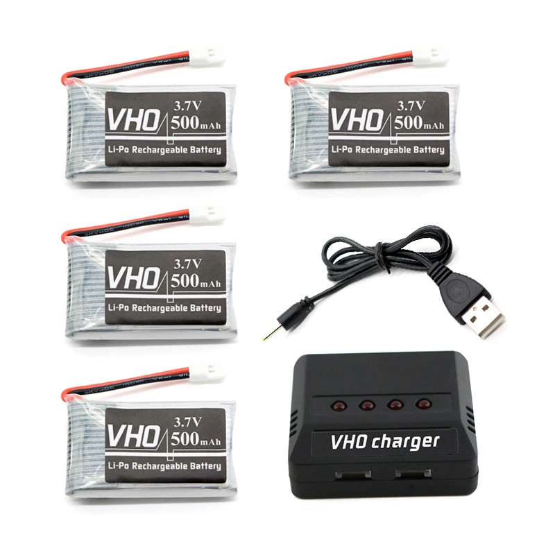 VHO 4 шт. 3.7 В 500 мАч 25c lipo Батарея и 4in1 зарядное box запасные Запчасти для SYMA X5 x5c h5c x5sc X5A
