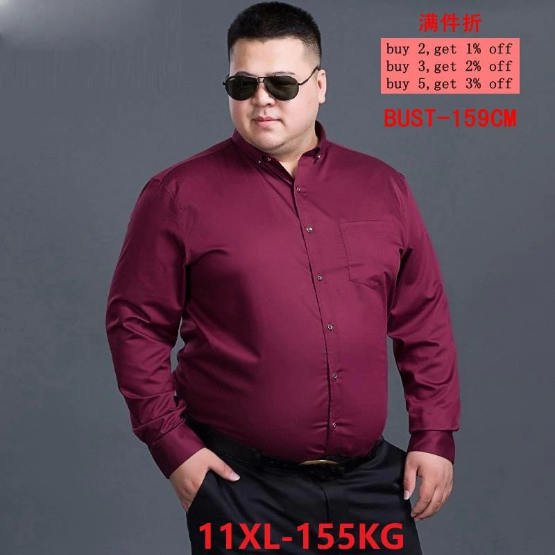 Большой размер 6XL 7XL 8XL 9XL Мужская рубашка с длинными рукавами и лацканами 10XL 11XL деловая Повседневная офисная официальная занятие 8 цветов