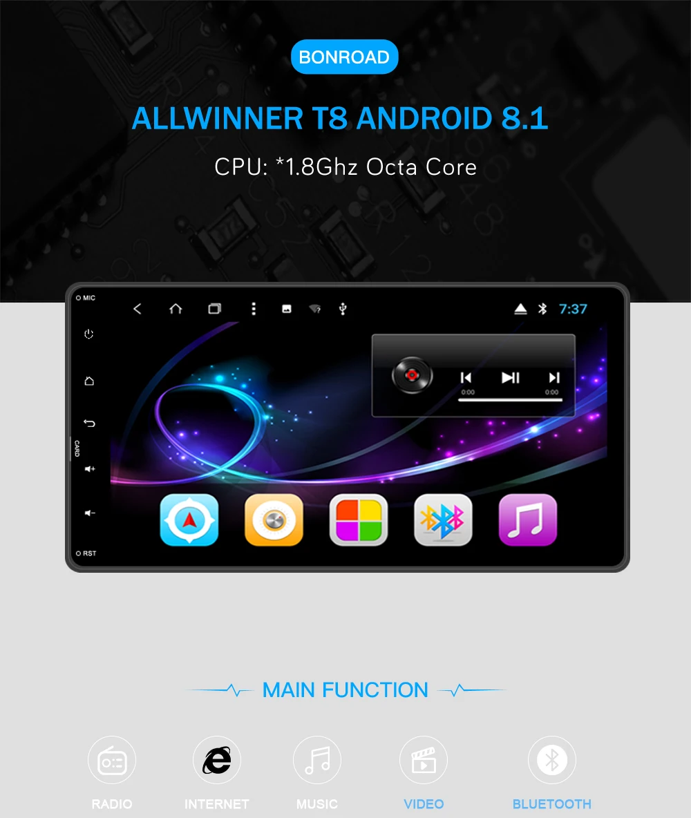 Sale Bonroad 7" Android 8.1 Car Multimedia Player For Mitsubishi outlander lancer asx car audio video stereo GPS Navigation radio 2
