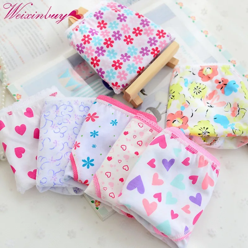 

WEIXINBUY 6 Pcs/lot Baby Girls Cotton Panties Underwear Kids Children Short Underpants Briefs