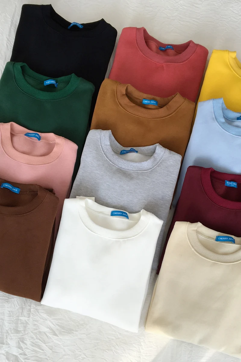 

12 colors 2017 autumn and winter solid color thickening long-sleeve basic sweatshirts womens sweatshirts and pullovers (B0809)