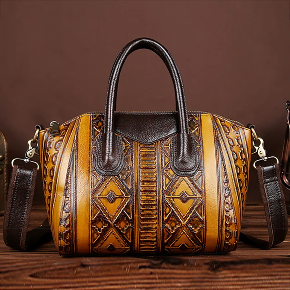 Сумка тоут из натуральной тисненой кожи женская сумка воловьей мессенджер от