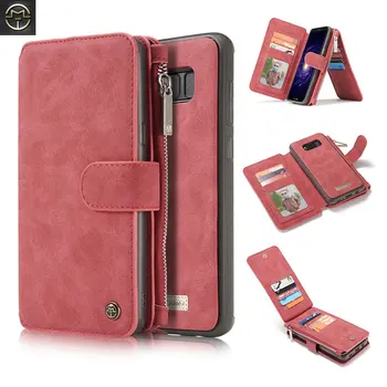 

2IN1 Multi-function Wallet Zipper Case For Samsung Galaxy S9 S8 Plus S7 S6 Edge Flip Leather Cover For Samsung Galaxy Note 5 8
