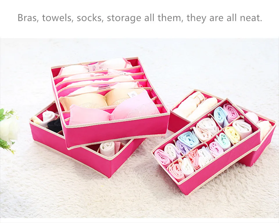 3 Colors Underwear Bra Organizer Storage Boxes Drawer Closet Organizers Storage Boxes for Underwear Bar Ties Socks  Convenient (6)
