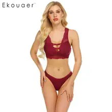 Ekouaer женский сексуальный комплект нижнего белья, нижнее белье, сетчатая Цветочная сорочка, бюстгальтер и трусики, комплект нижнего белья, бюстгальтер