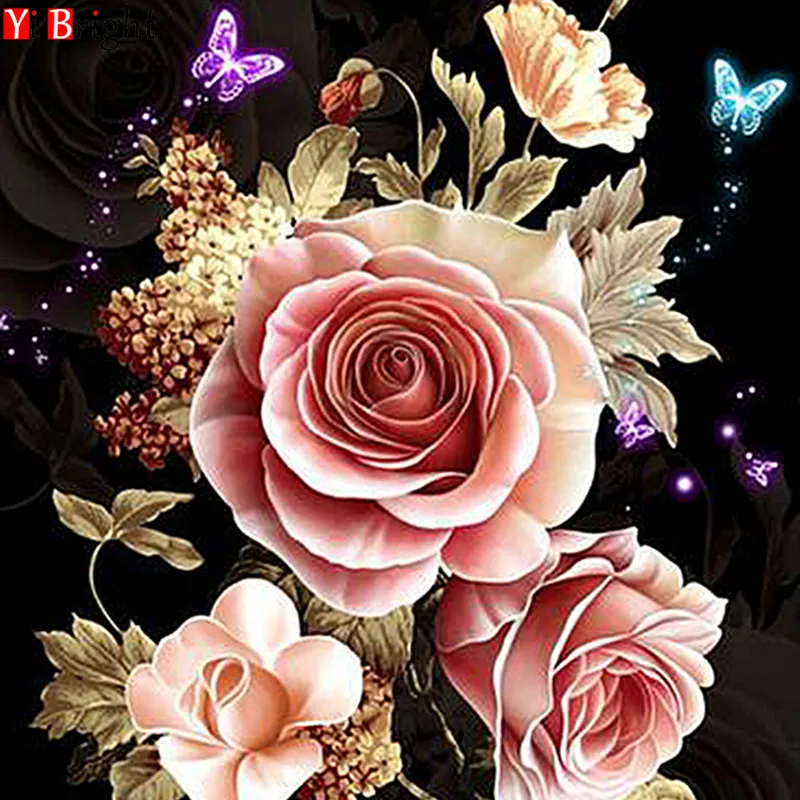 DIY розовая роза квадратная Алмазная мозаика вышивка крестиком ручной работы Свадебный декор горный хрусталь наклеенная алмазная живопись