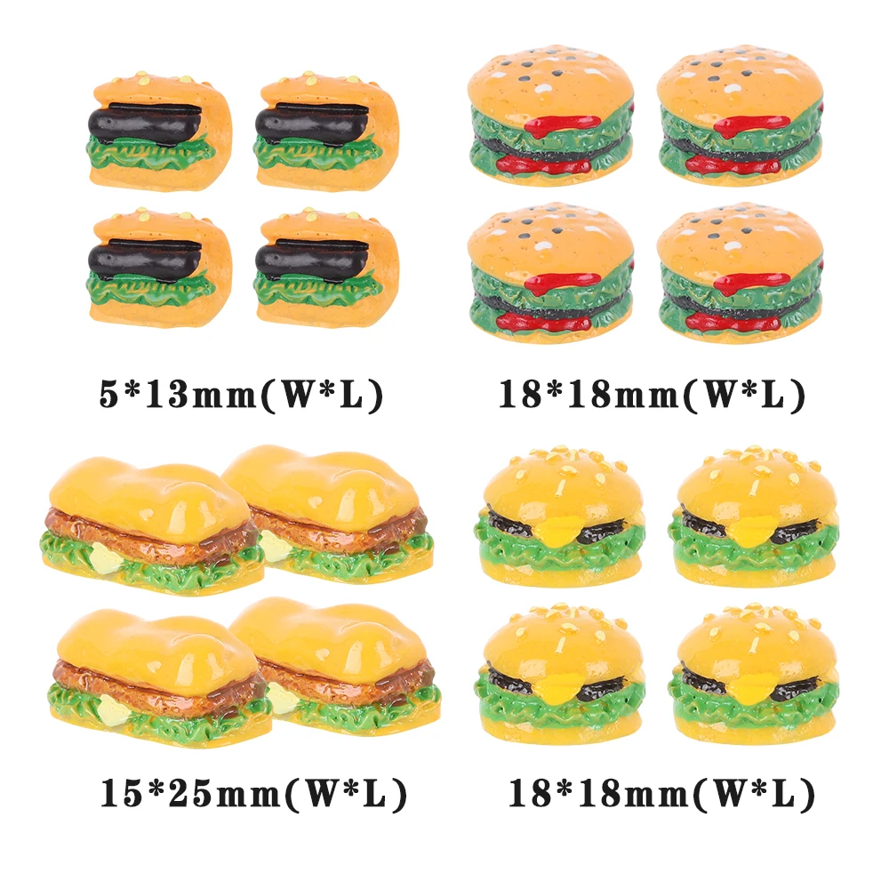 4 шт./компл. моделирование Кухня аксессуар 1:12 scalehamburger смолы декорирования миниатюрных поддельные Еда аксессуары для кукольного домика