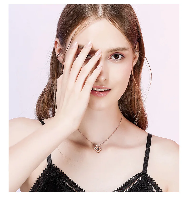 rose gold flower silver pendant necklace christmas gift details