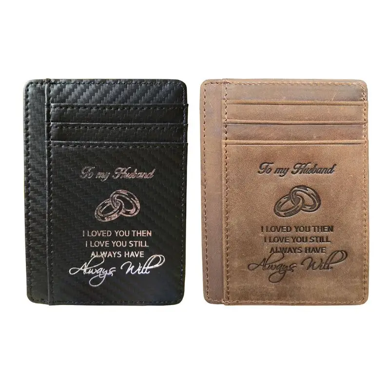 

Slim RFID Blocking Case ID Credit Card Case Holder Pocket Genuine Leather Wallet