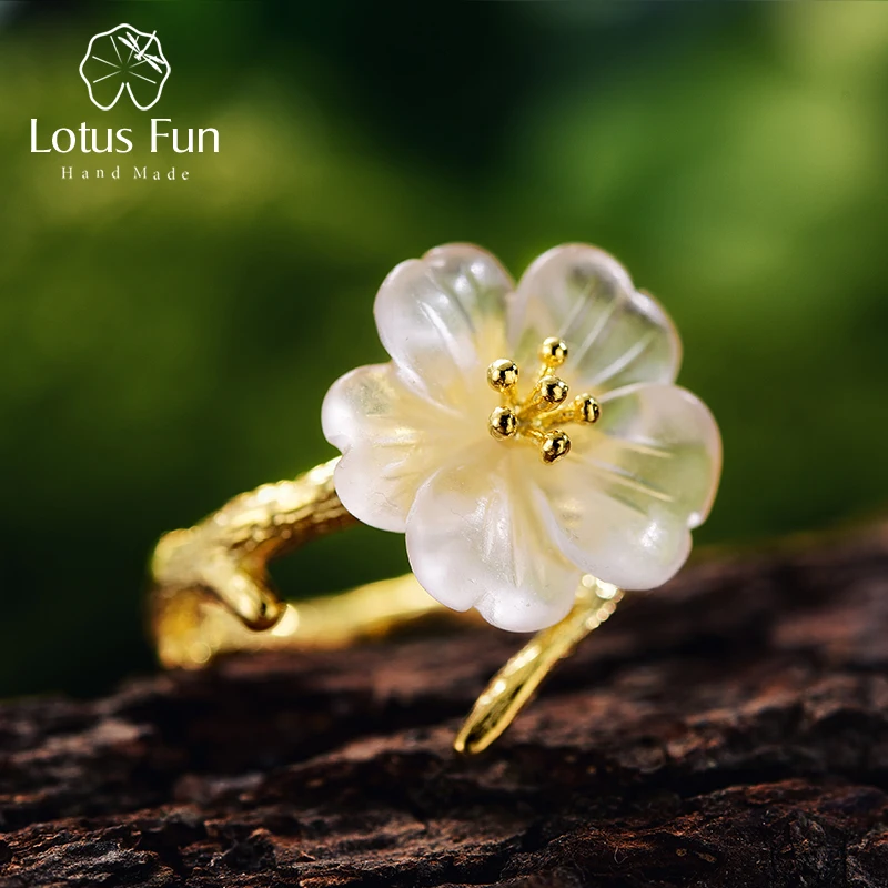 Lotus Fun Real 925 Sterling Silver Natural Handmade Fine Jewelry Flower in the Rain Ring Open Rings for Women Female Bijoux|Кольца| |