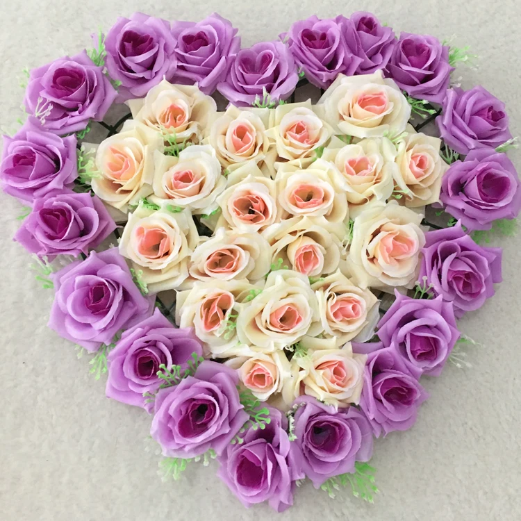 Новые поступления(40*38 см) мятно-зеленые милые цветы в форме сердца для вечерние, свадебные, автомобильные, настенные, дверные, искусственные декоративные цветы - Цвет: purple champagne