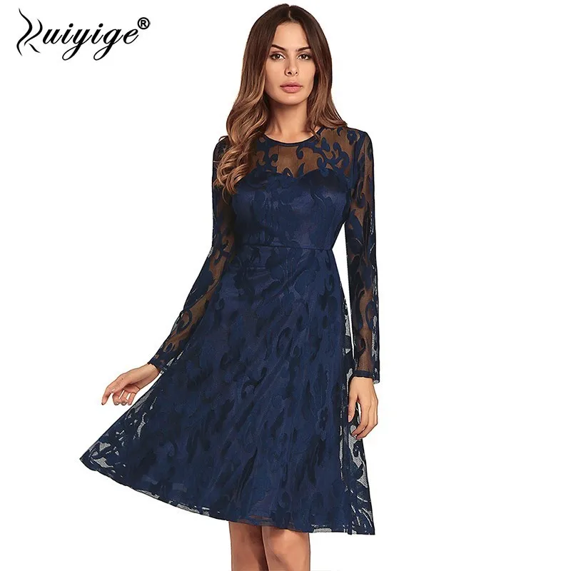 Ruiyige Women Sexy Lace Dress Summer Elegant Midi Party Dresses Long