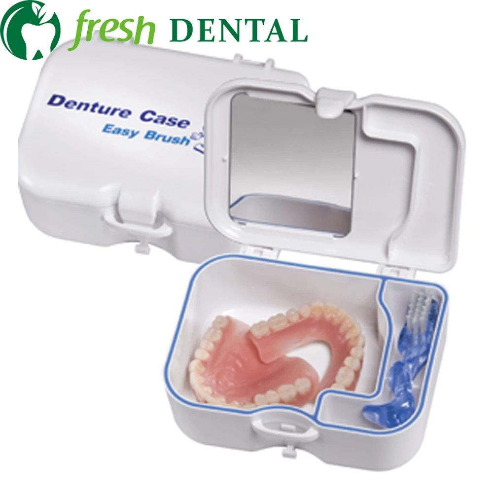 60PCS Denture box with Mirror and Brush orthodontic retainer Box dentures boxes dentures non