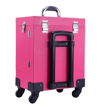 Тип алюминиевая коробка для косметики прокатки Макияж Поезд коробка тележка Красота сумка с ящиком