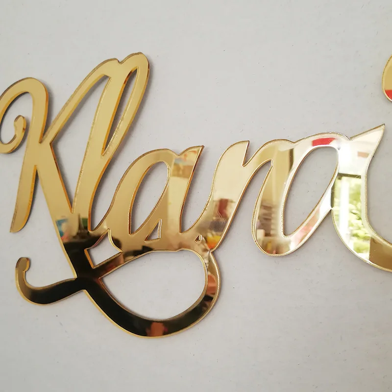 Mirror Gold Name Sign Personalized Acrylic Name Wedding Signs Party Decor Backdrop Hanger