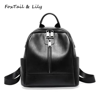 

FoxTail & Lily Real Genuine Cow Leather Backpack Ladies Fashion School Backpacks For Girls Large Capacity Women Shoulder Bag