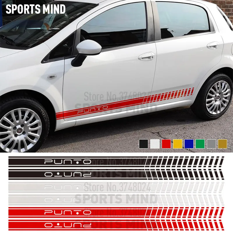 de raya lateral de la puerta del coche, accesorios de estilo de coche para FIAT, EVO, ABARTH, Grande, 1 par|Pegatinas para coche| - AliExpress