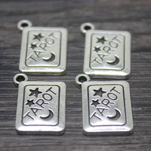 10 шт.- 18x13 мм античный серебряный тон карты Таро подвески