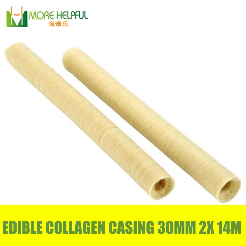 Best sales!!! halal edible sausage casing 2pcs/Lot total 28meters Diameter 30mm sausage Collagen casing free shipping