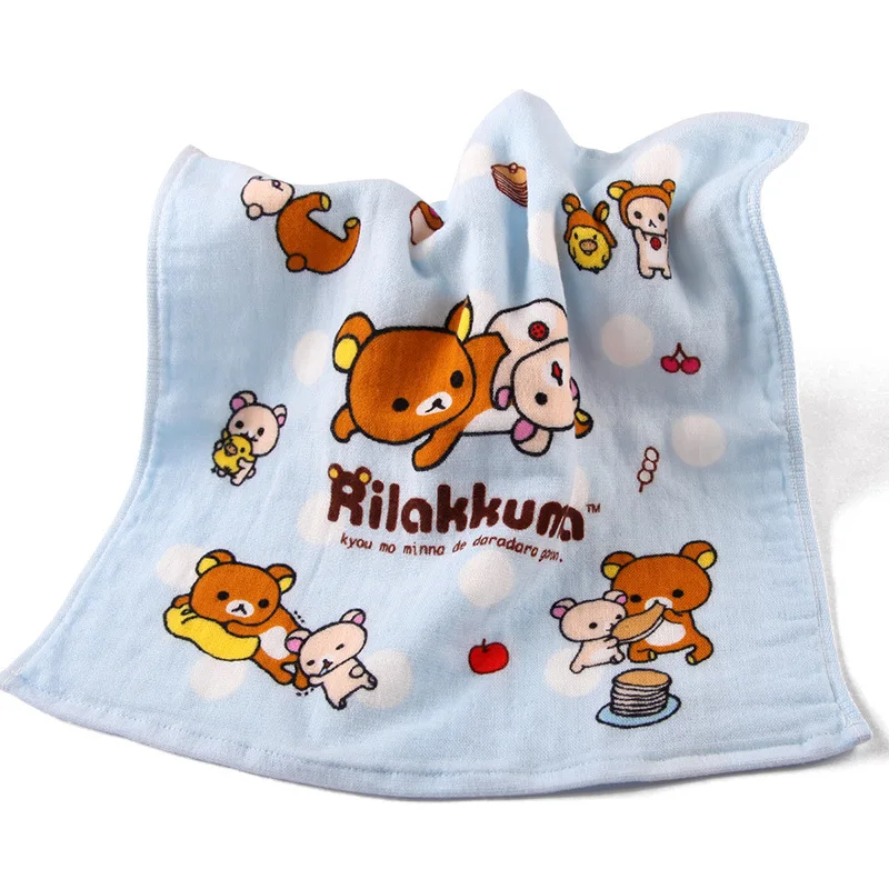 Дисней Rilakkuma милый мультфильм хлопок квадратный шарф для девочек и мальчиков мягкие и дышащие маленькие полотенца