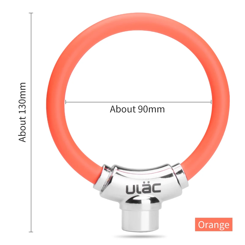 Orange ULAC Велосипедный Замок велосипедный Противоугонный портативный кабельный замок спиральный безопасные ключи велосипедный маленький кабельный замок цинковый сплав оборудование для безопасности - Цвет: Orange