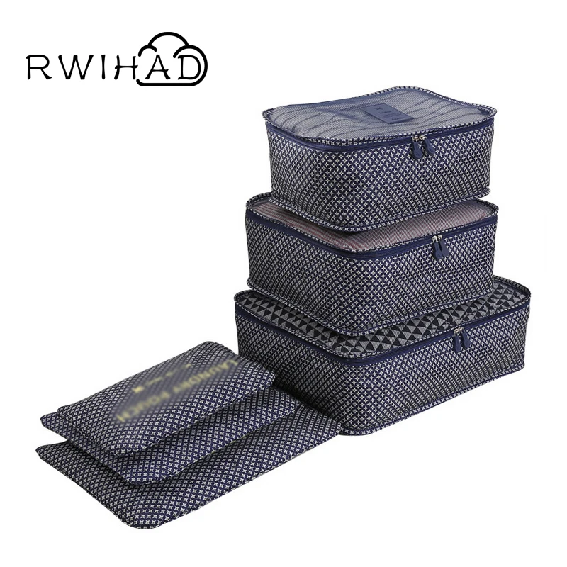 

Travel portable Bag Waterproof Packing Cube System Durable Large Capacity Of Bags Unisex Clothing Sorting Organize 6pcs/set
