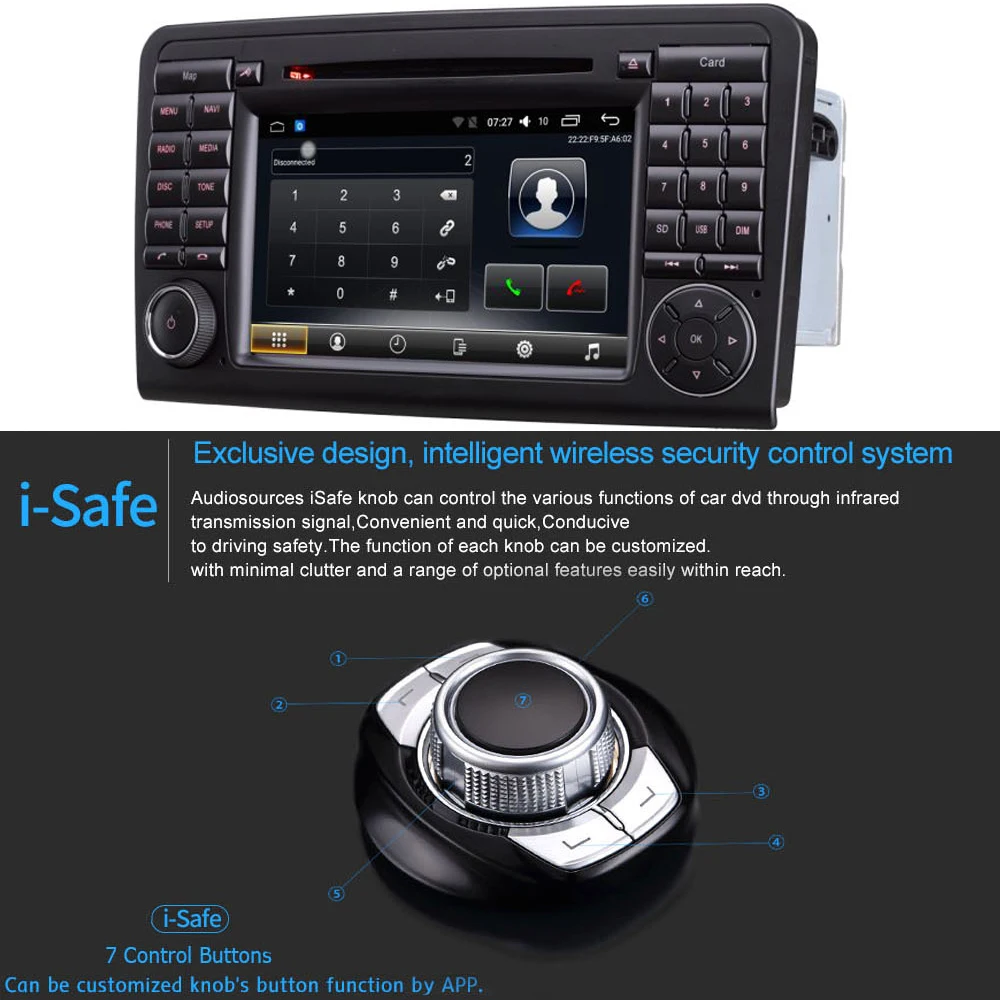 Perfect Car multimedia gps 2 din car dvd 2G/16G for Mercede s Ben z ML300,ML350,ML450,ML500 car radio with carPlay 0