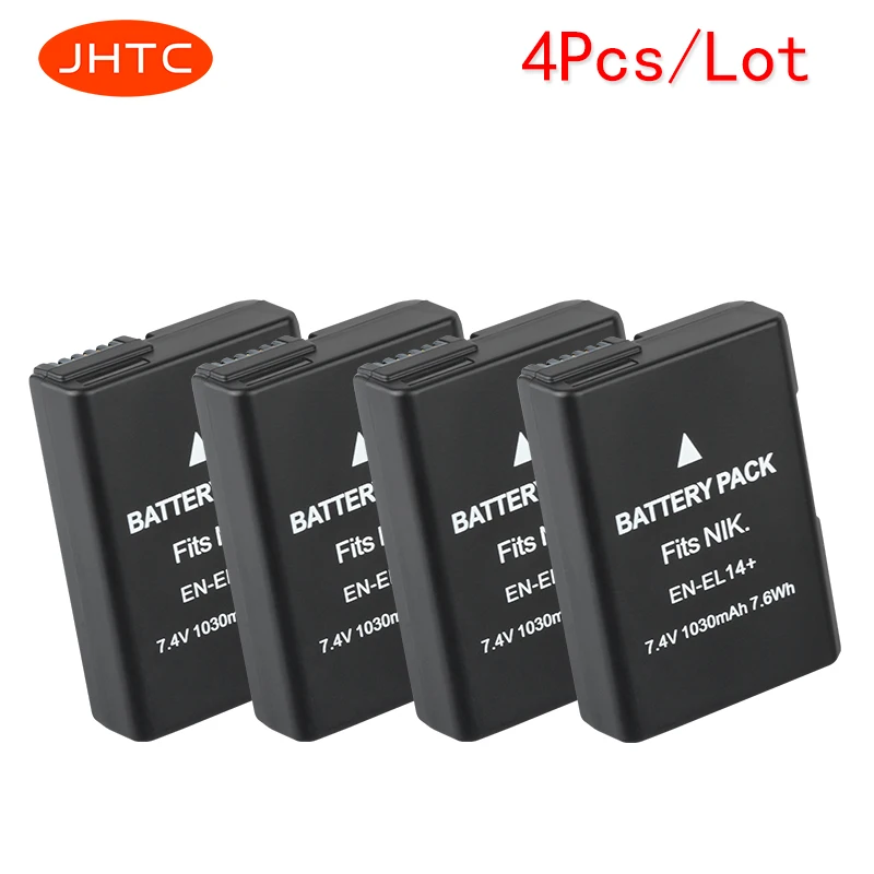 

JHTC 4pcs/Lot 1030mAh EN-EL14+ EN-EL14A ENEL14 EN EL14 EN-EL14 EN-EL14a Battery Pack for Nikon P7200 P7700 P7100 D5500 D5300