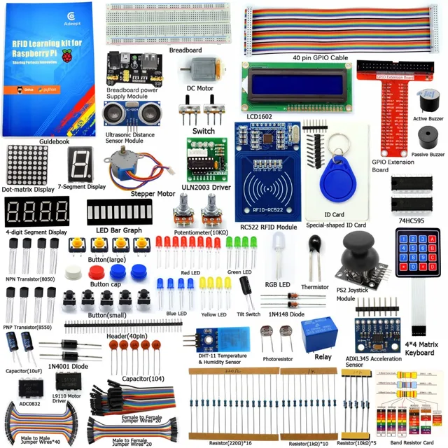 Special Price Adeept DIY Electric New RFID Starter Kit for Raspberry Pi 3 2 Model B/B+ Python with Guide Book 40-Pin GPIO Board Book diykit