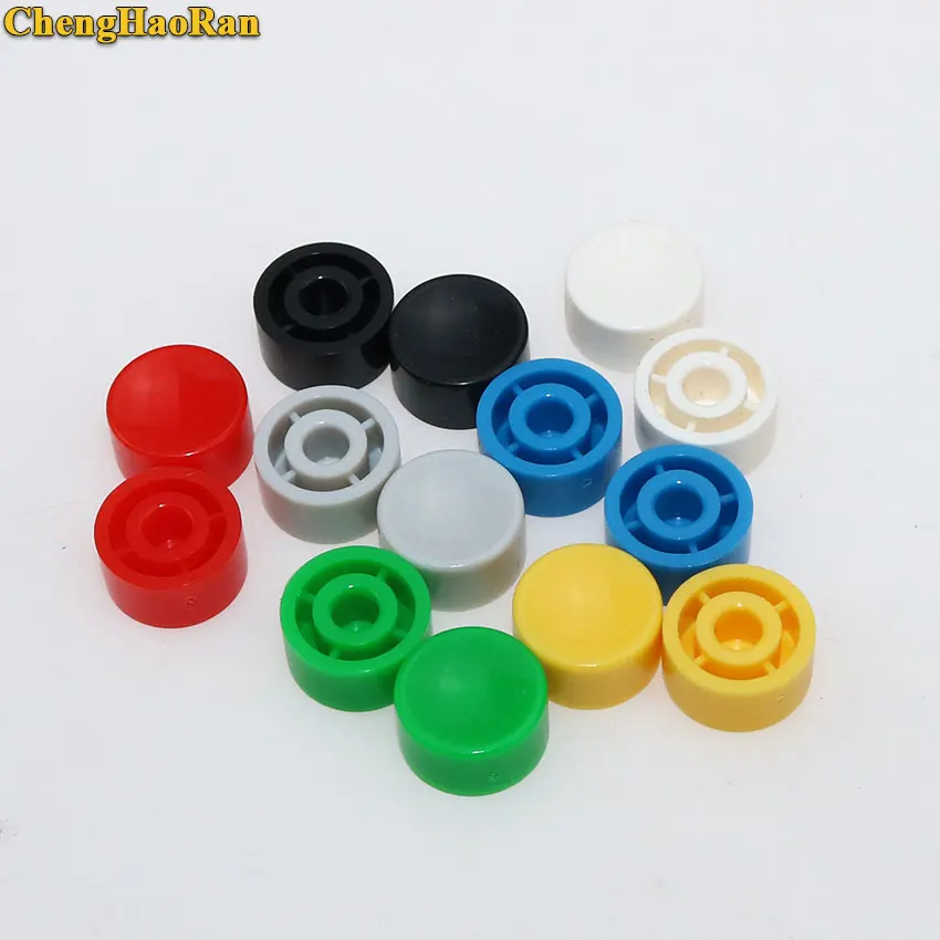 ChengHaoRan 200 шт A17 пластиковые тактильные кнопки переключения колпачки кнопочные колпачки многоцветные вогнутые 5,3*10 мм для 6*6 круглых тактных переключателей