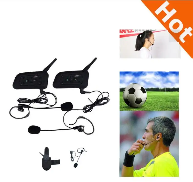 

2PCS/lot V6C 1200M Intercom Full Duplex Two-way Football Referee Coach Judger Arbitration Earhook Earphone