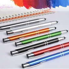 300 шт/партия Алюминиевый металлический Универсальный 2 в 1 пресс тип сенсорный экран емкостный стилус с шариковой ручкой для Iphone samsung