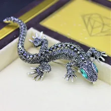 Pins Lizard Brooch For Women's Shirt Cute Silver Gifts Fashion Jewelry Metal Cute Pin Set Enamel Rhinestone Jewelry Gecko Wicca