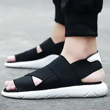 Гладиаторы из растягивающейся ткани; Эластичная лента Повседневное с перекрестными ремешками для досуга Y2 Стиль тапочки GD мужской личности мужские сандалии Caltha обувь