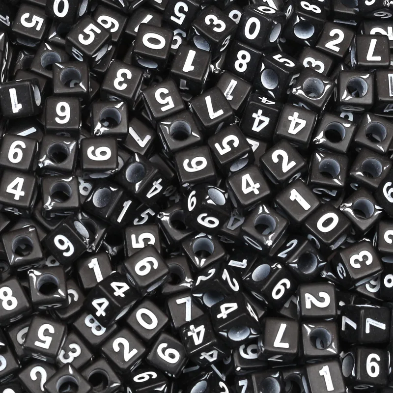 200Pcs Mixed Colorful Number Acrylic Beads 7mm For Jewellery Marking