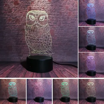 

Office Bar Cartoon Owl Night Light 3D USB Touch Remote Control 7 Color Gradient Table Lamp Holiday Home Sleeping Decor Toys Gift