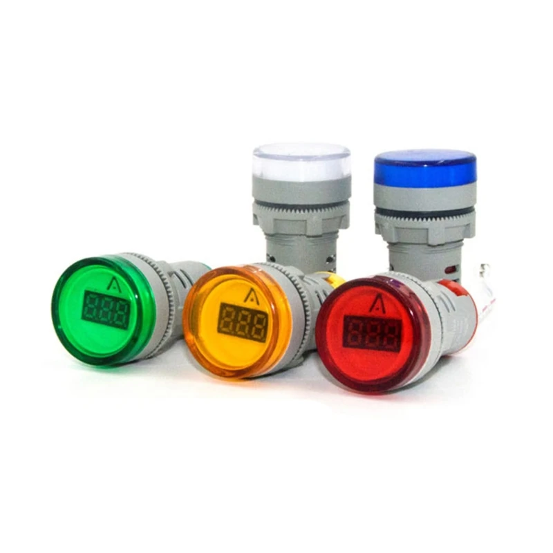

220V AC 22mm Digital Display Ampermeter Monitor Current Indicator Signal Light Ammeter Tester 0-50A Ampere Meter