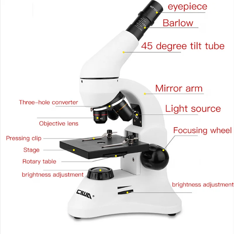 CIWA 1600X биологический Профессиональный окуляр микроскоп Студенческая Лаборатория увеличение образовательный монокулярный Объектив Микроскоп