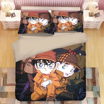 

New Japanese Cartoon bedclothes Character Detective Conan Bedding Sets Twin Queen King Size Duvet Cover Pillowcase Home Textiles